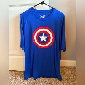 Mens Under Armour Loose Fit Heat Gear Marvel Captain America Short Sleeve Shirt